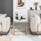Square End Table With Tempered Glass Tabletop And Gold Finish Geometric Frame-golden